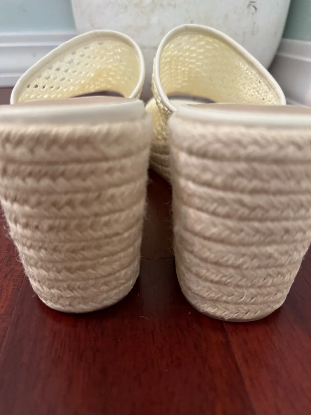 Dolce Vita Cream Woven Platform Wedge Mules
